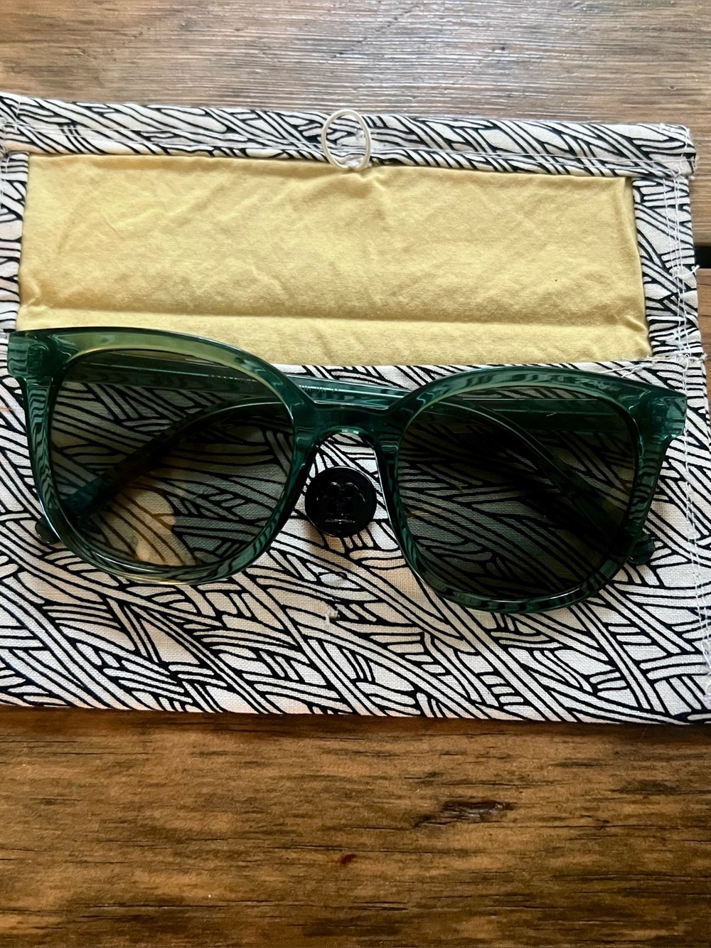 Green sunglasses w/ handmade case